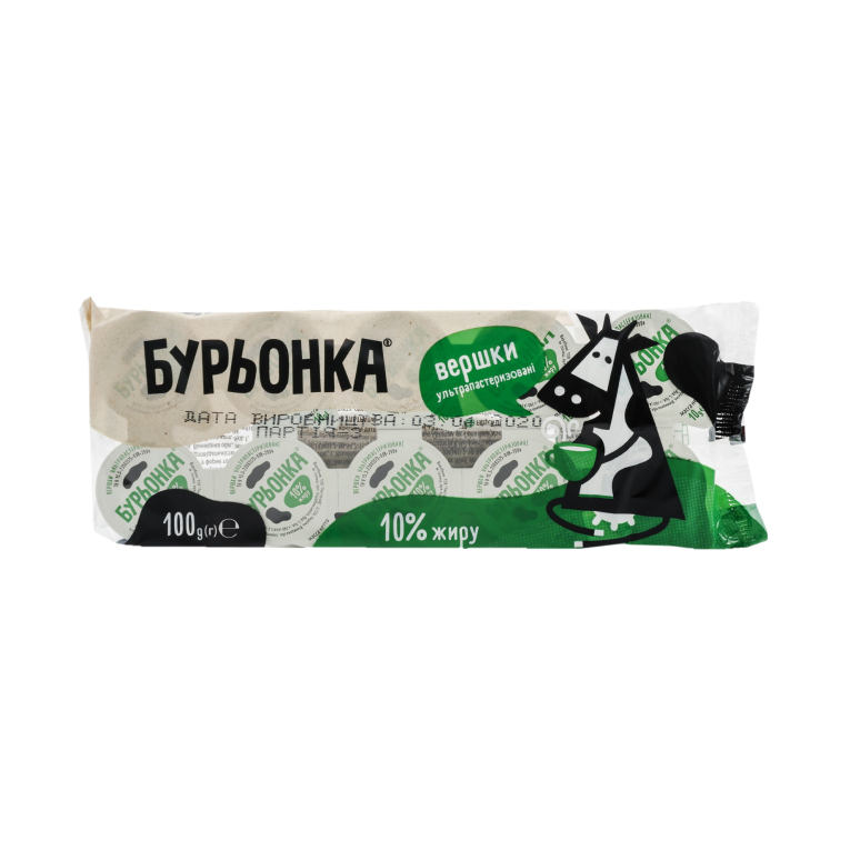 Вершки ультрапастеризовані БУРЬОНКА, 10%, 100г (10г*10)